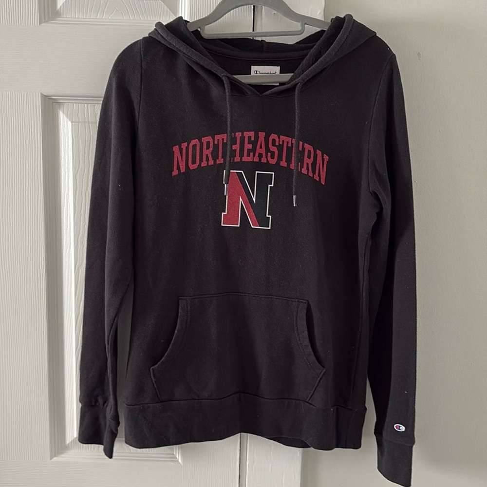 Champion Black and Red Northeastern Hoodie